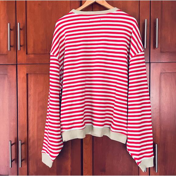 Free People We the Free Sweatshirt Striped Oversized Crewneck Size Small - Picture 8 of 12